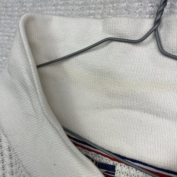 Soul of London 3D Cable Knit Shawl Collar White Sweater Mens 1XL Preppy Read - Picture 9 of 16